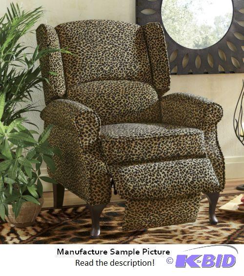 lot 37 image: Leopard Wingback Recliner - So stylishly stun...