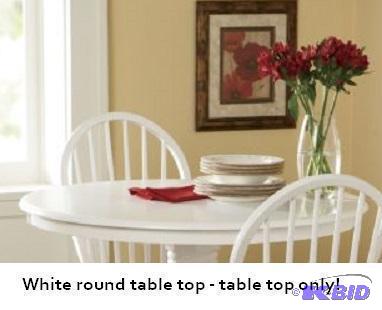 lot 43 image: White Round Table Top - top and feet only - ...