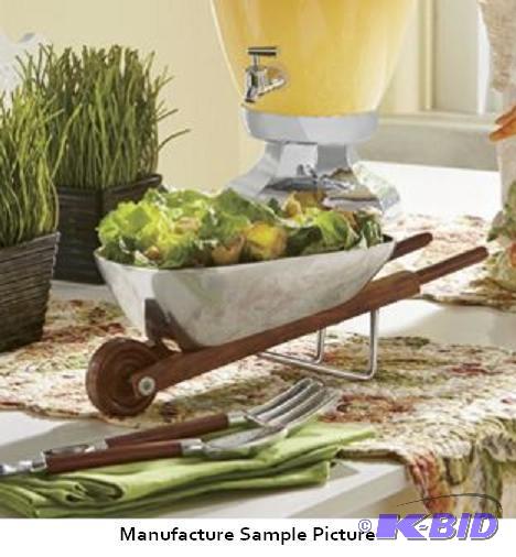 lot 63 image: Fine Polished Aluminum Wheelbarrow Salad Bowl...