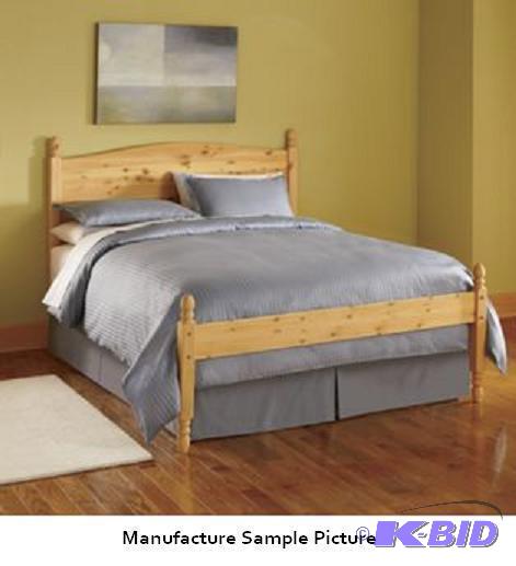 lot 8 image: Pine Bed Frame - Queen Arched, grooved headbo...