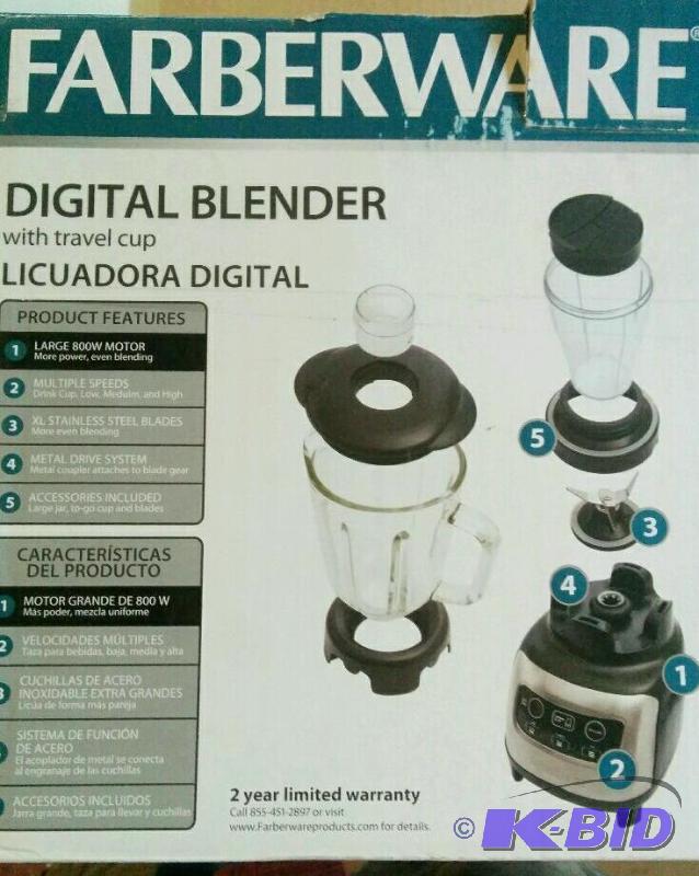 lot 19 image: Farberware Digital Blender with Travel Cup