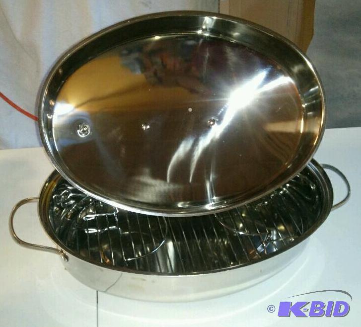 lot 27 image: 3 Piece Stainless Steel Roasting Pan