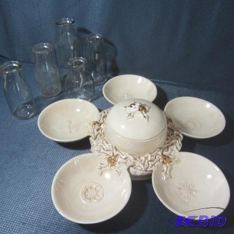 lot 140 image: Platter, Milk Bottles