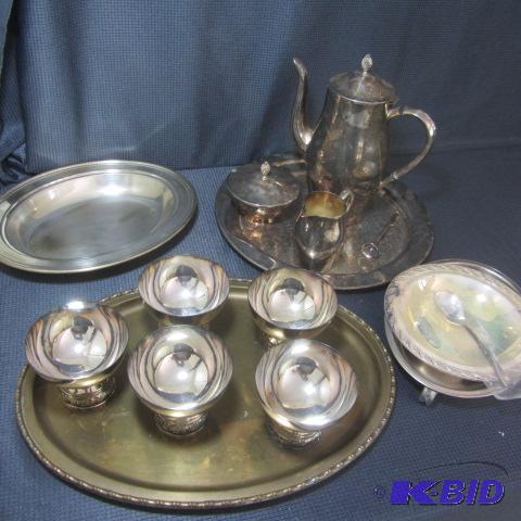 lot 148 image: Silver-plate Platters, Sherbets, Tea