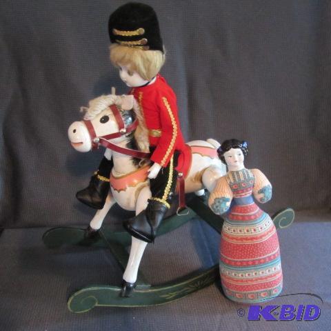 lot 217 image: Wood Rocking Horse & Soldier