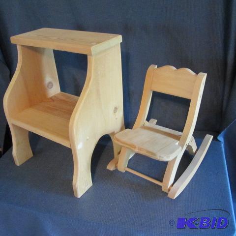 lot 253 image: Folding Doll Rocker, Stool