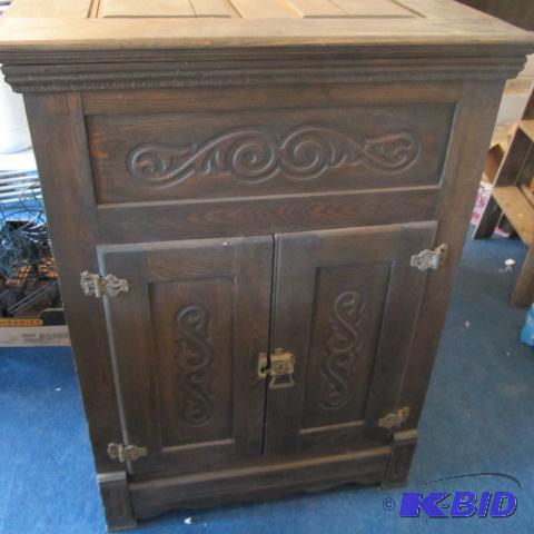 lot 301 image: Antique Ice Chest Cabinet