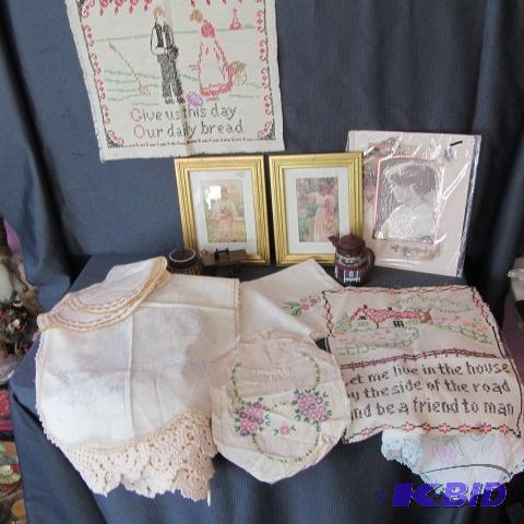 lot 333 image: Valances, Samplers, Scarves