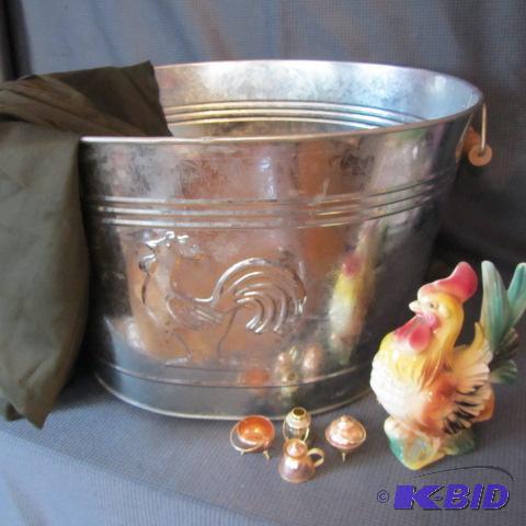 lot 342 image: Copley Rooster, Tubs, Window Panels