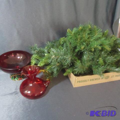 lot 359 image: Red Glass, Pine Bows
