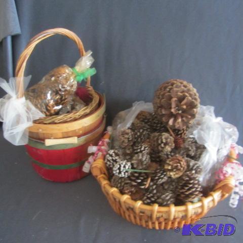 lot 389 image: Apple & Wicker Baskets, Pine Cones