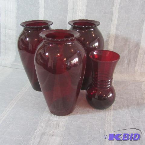 lot 405 image: Ruby Glass Vases