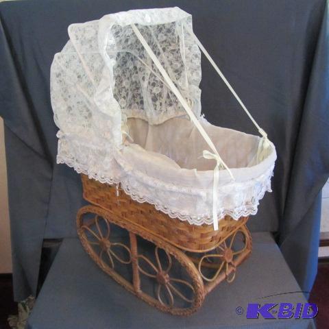 lot 51 image: Wicker Baby Carriage