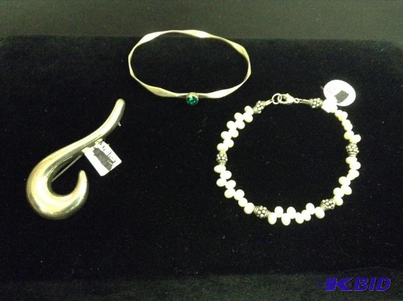 Sterling Bracelets & Pin Brooch