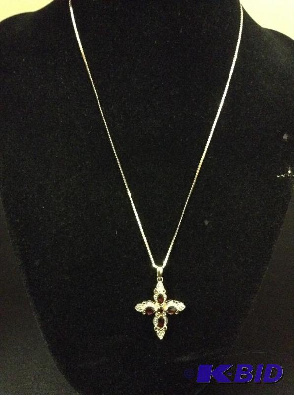 Beautiful Red and Gold 14K Cross Necklace