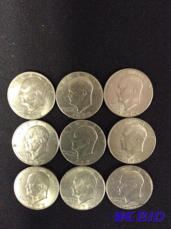 9 Eisenhower 1972 Dollars