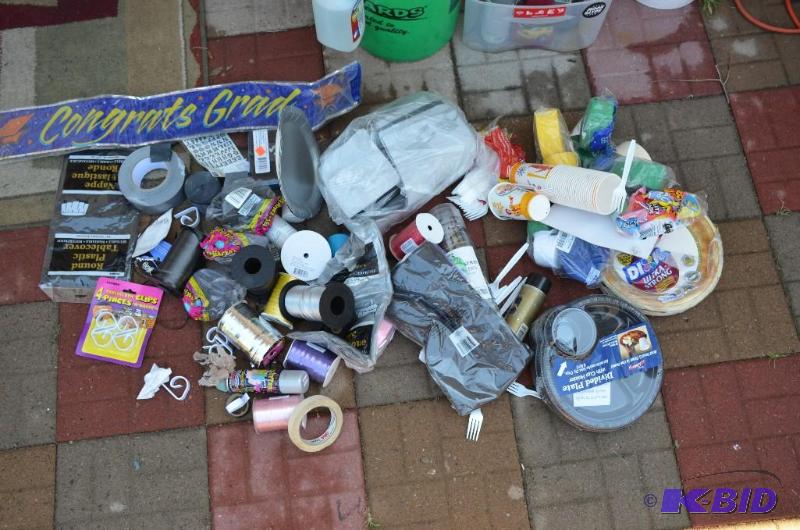 lot 112 image: Misc. Party supplies-plates, cups, plastic ta...