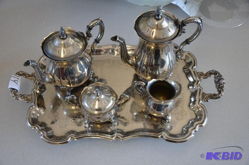 lot 114 image: Silver Colored Tea Service. &nbspDid not fin...