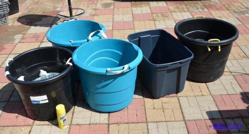 lot 115 image: 4 heavy duty rope handle buckets 21.5" x...
