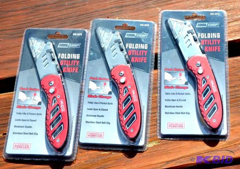lot 36 image: 3 Tool Shop Folding Utility Knives brand new ...