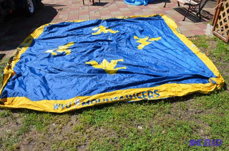 lot 77 image: WVU Mountainers canopy cover aprox 10x10...