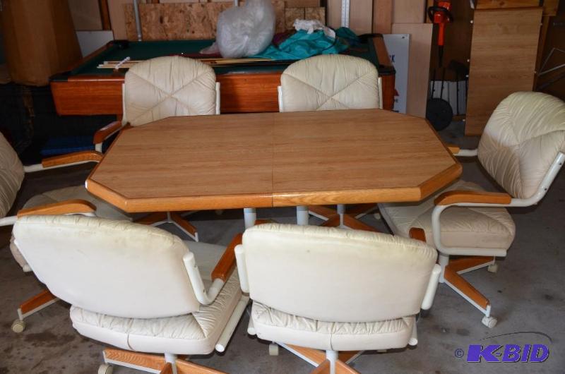 lot 21 image: Kitchen table and six chairs , 36x54" wi...