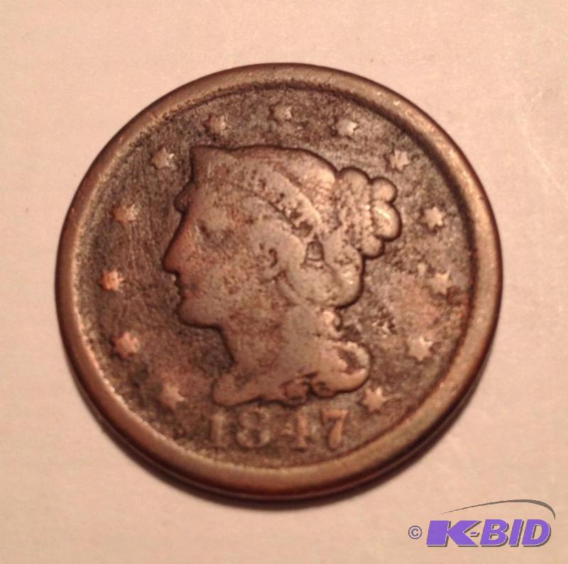 1847 US Braided Hair Large Cent