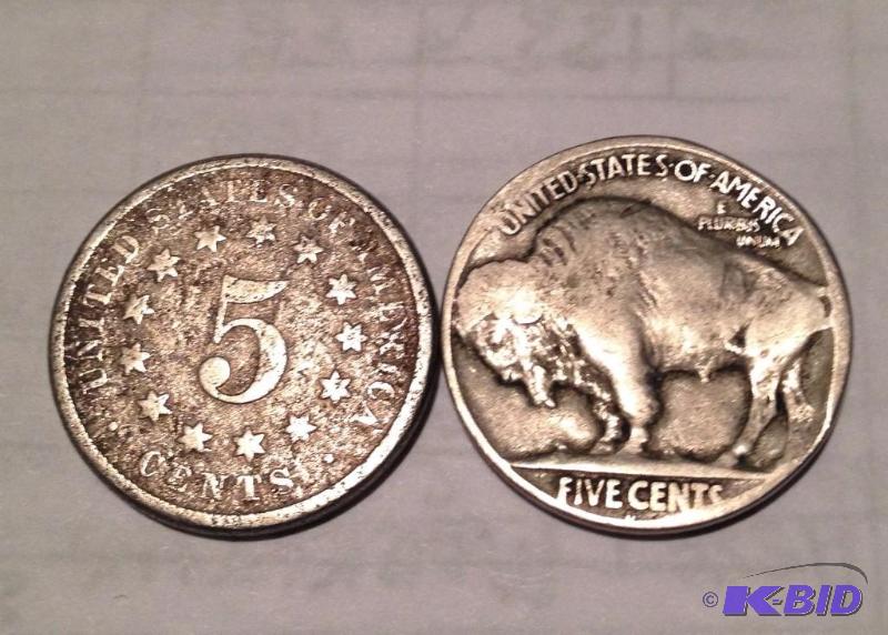 1870 Shield Nickel and 1918-D Buffalo Nickel both Better Dates