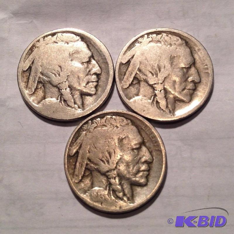 1913-P, 1913-D, 1913-S Better Date First Year Issue Buffalo Nickels