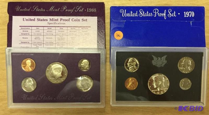 1970-S and 1988-S US Proof Sets