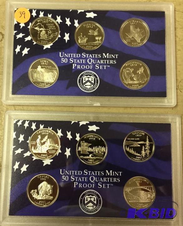 2004-S and 2005-S Quarter Proof Sets