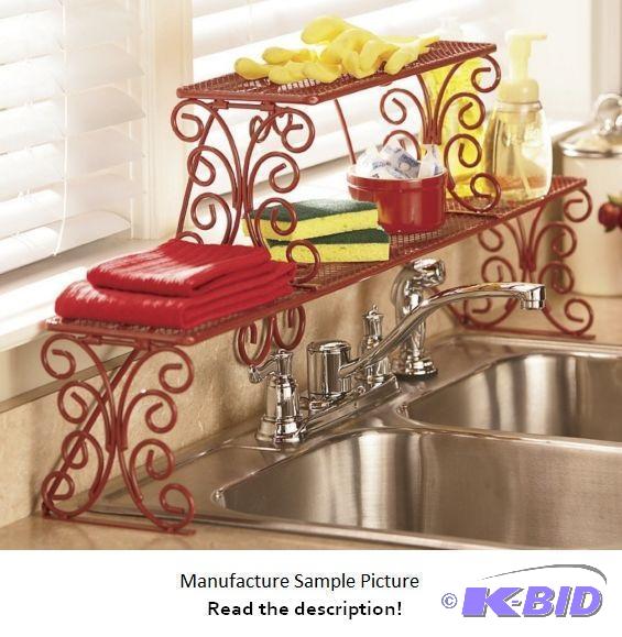 Red Scrolled Two Tier Over the Sink Shelf - T...