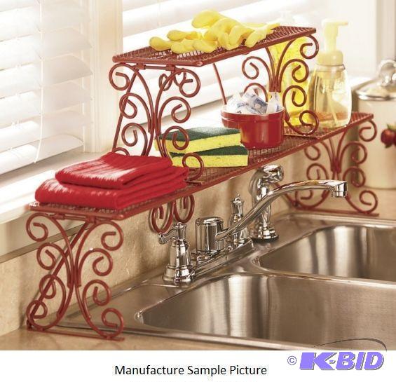 Red Scrolled Two Tier Over the Sink Shelf - T...