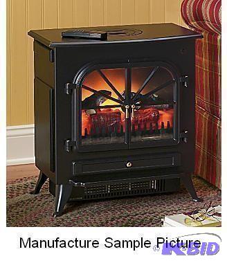 Black Wooden Freestanding Fireplace with Remo...