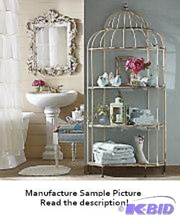 Birdcage Ivory Iron Shelf - Rustic metal fini...