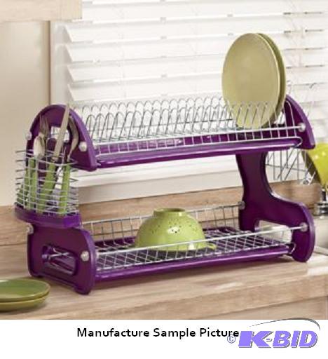 Home Basics Two Tier Dish Drainer - Purple - ...