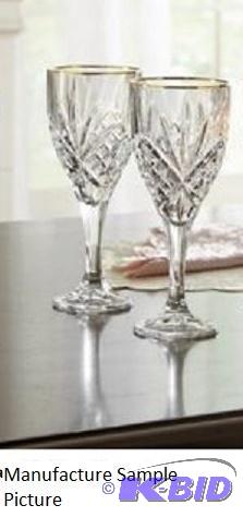 Pair of Dublin Gold Banded Crystal Goblet Set...