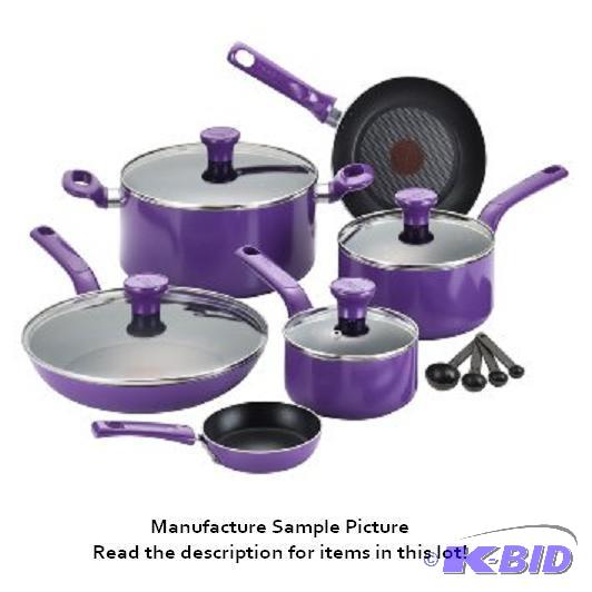T-Fal&nbspPurple 9 piece Cookware Set - 3 fr...