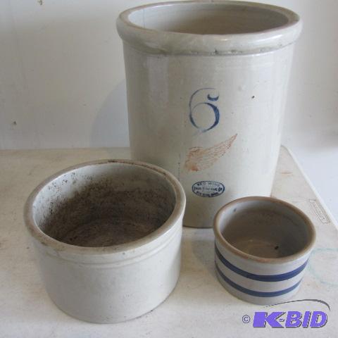 lot 62 image: Butter, Blue Band, Red Wing Crocks
