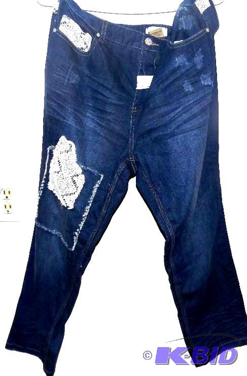 Monroe and Main blue jeans with lace patch