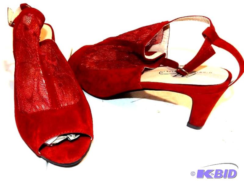 Midnight Velvet red heels with lace