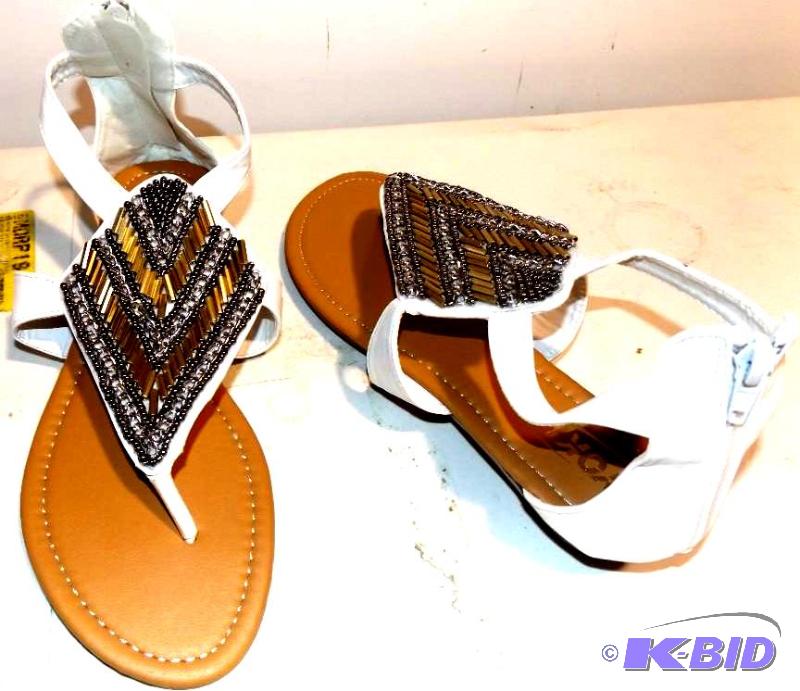 Yoki pheonix white sandals with silver and gold beading