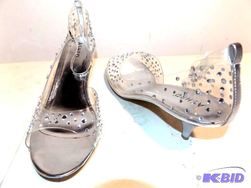 Ashro clear and silver samina heels