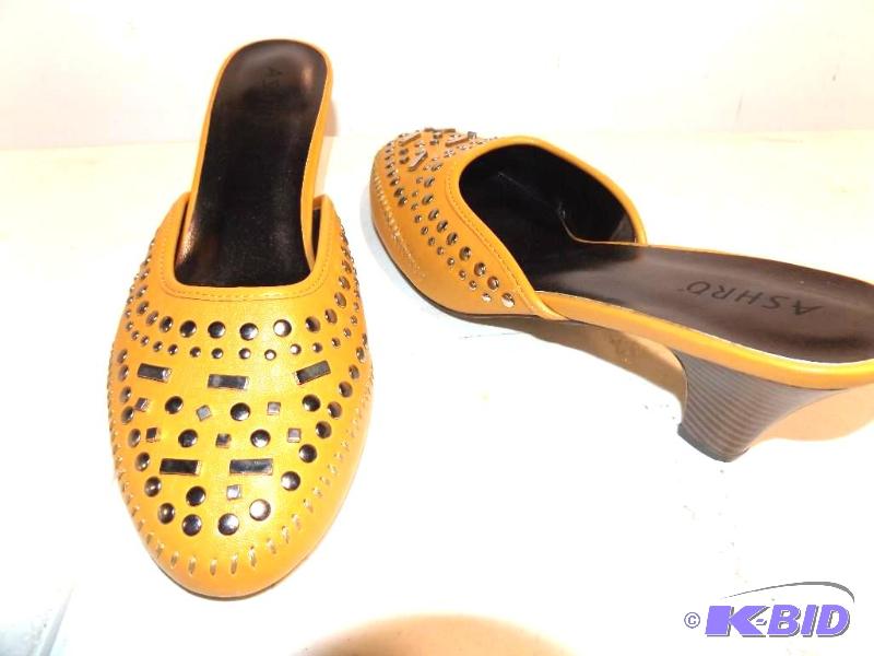 Ashro mustard apricot flats with silver studs