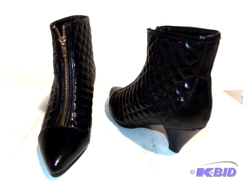 Ashro black ankle boots with gold zipper