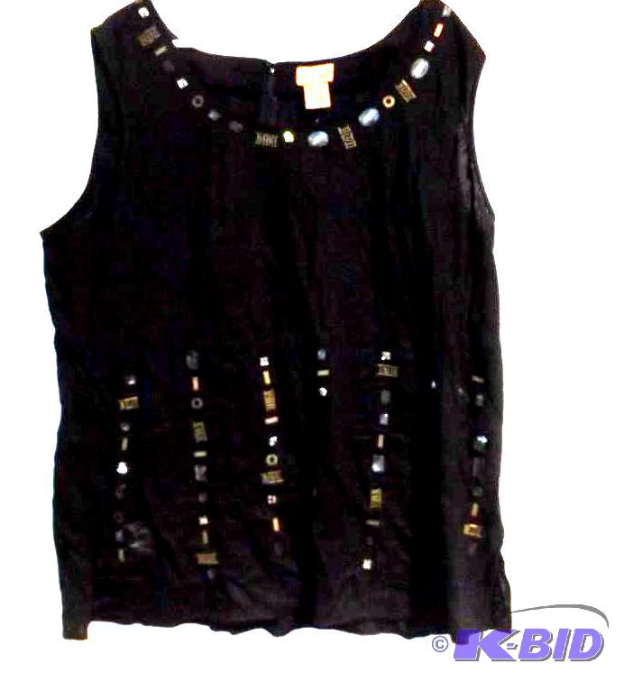 Midnight Velvet 2pc black capris and tank with gold and silver gems