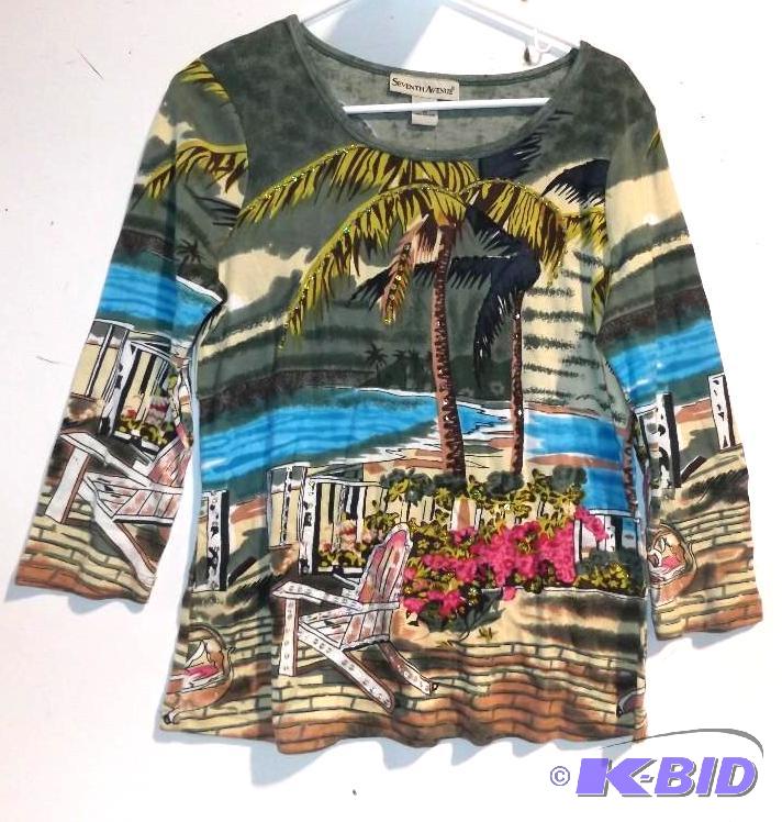 Seventh Ave beach themed 34 sleeve top