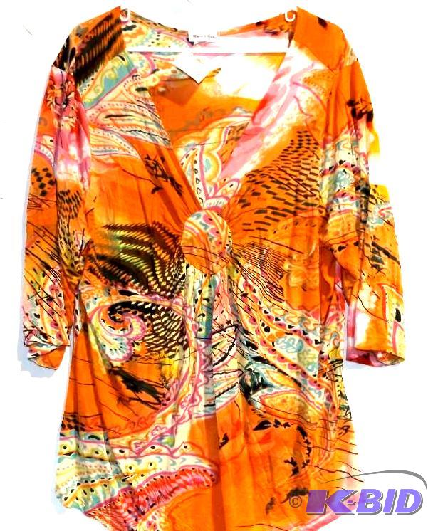 Monroe and Main orange multi color shirt