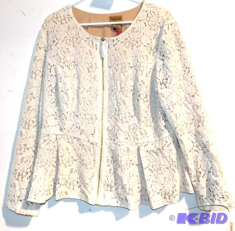Midnight Velvet nude and lace zip up jacket and skirt