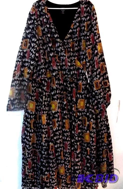 Ashro black red and gold multi pattern dress with yellow belt